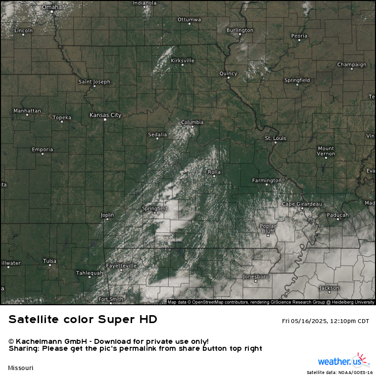 WeatherdotUS's tweet photo. A tornado watch is now in effect for parts of northern Arkansas, southwestern Illinois, central and eastern Missouri and far eastern Oklahoma until 7 PM CDT. GOES-19 satellite image of Missouri:

https://t.co/sBfJRsOqF7

TT https://t.co/jy3Z49RKLC