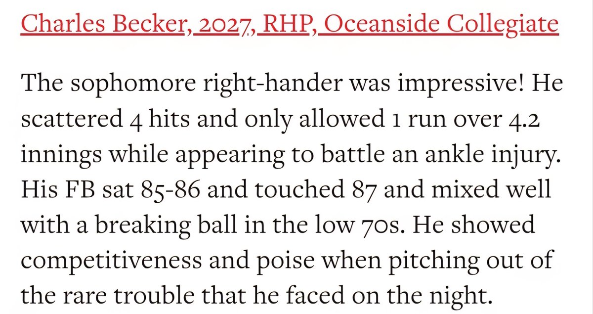 Charles Becker (@becker2027) on Twitter photo Thank you <a href="/PrepBaseball_SC/">Prep Baseball South Carolina</a> for the write-up from last night's outing and Win. <a href="/Landshark_Base/">OCA Baseball</a> <a href="/PanthersProgram/">Panthers Baseball</a> <a href="/s_sharf/">Sam Sharf</a> <a href="/SammyEsposito41/">Sammy Esposito</a> <a href="/pbtscouting/">Prep Baseball Scouting</a> <a href="/PB_Uncommitted/">Prep Baseball Uncommitted</a> Thank you <a href="/PrepBaseball_SC/">Prep Baseball South Carolina</a> for the write-up from last night's outing and Win. <a href="/Landshark_Base/">OCA Baseball</a> <a href="/PanthersProgram/">Panthers Baseball</a> <a href="/s_sharf/">Sam Sharf</a> <a href="/SammyEsposito41/">Sammy Esposito</a> <a href="/pbtscouting/">Prep Baseball Scouting</a> <a href="/PB_Uncommitted/">Prep Baseball Uncommitted</a>