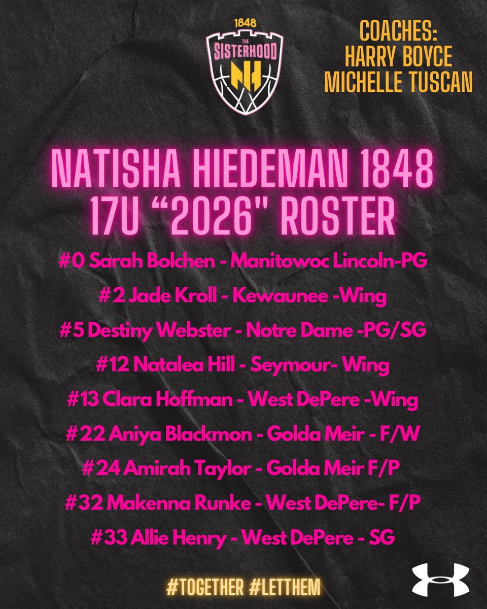 Excited for the weekend!!! Here’s our 2026 Roster!! #Together1848 #letthem #NatishaHiedeman grassroots