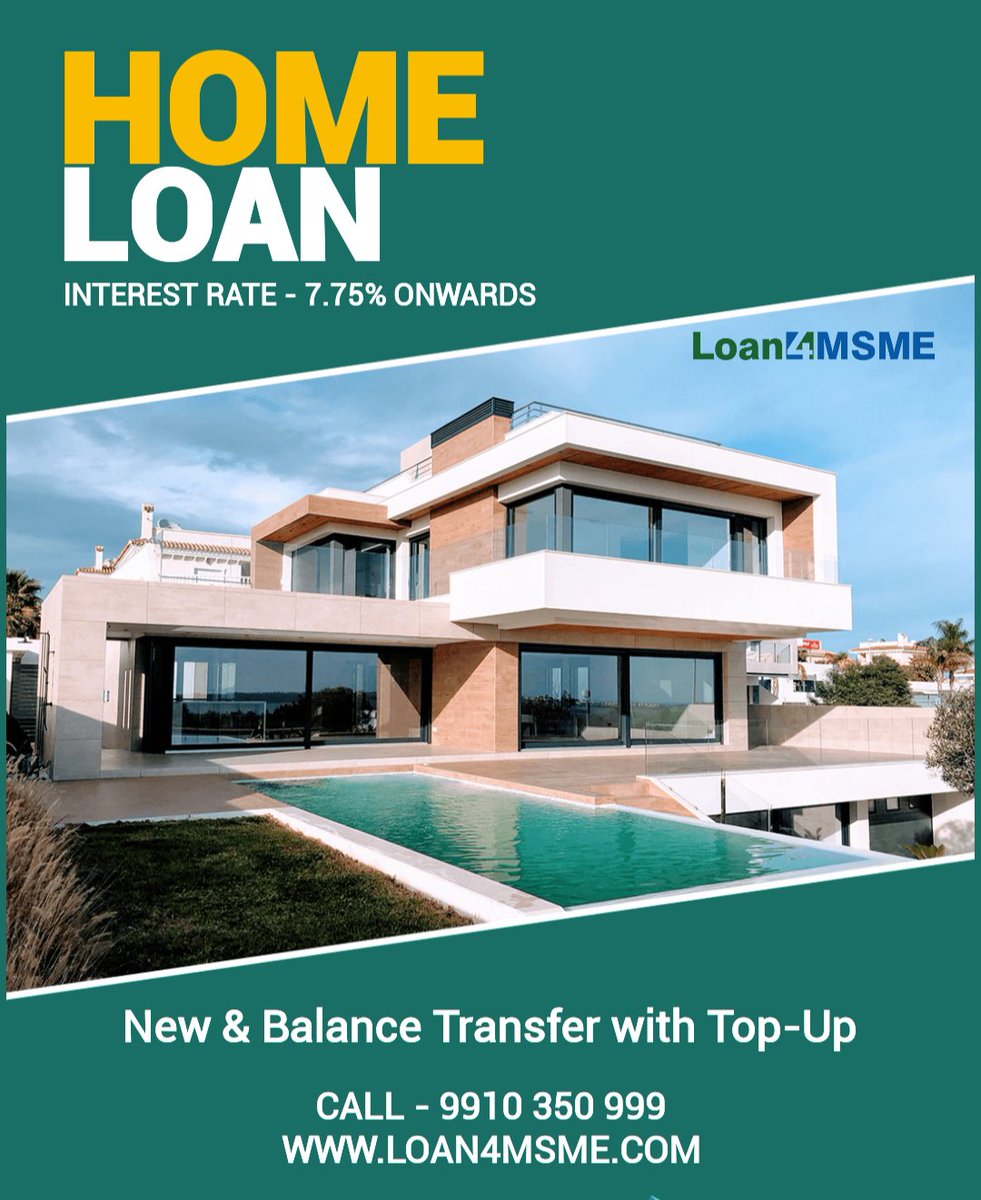 #HomeLoan up to Rs. 50cr | Call @ 9910350999

- Interest Rate starting 7.75% (Special interest rates for High-Value Loan)
- Up to 90% loan of property value
- Balance Transfer and Top-Up
- Best Loan deal, quick and easy.

#Loan4MSME
loan4msme.com