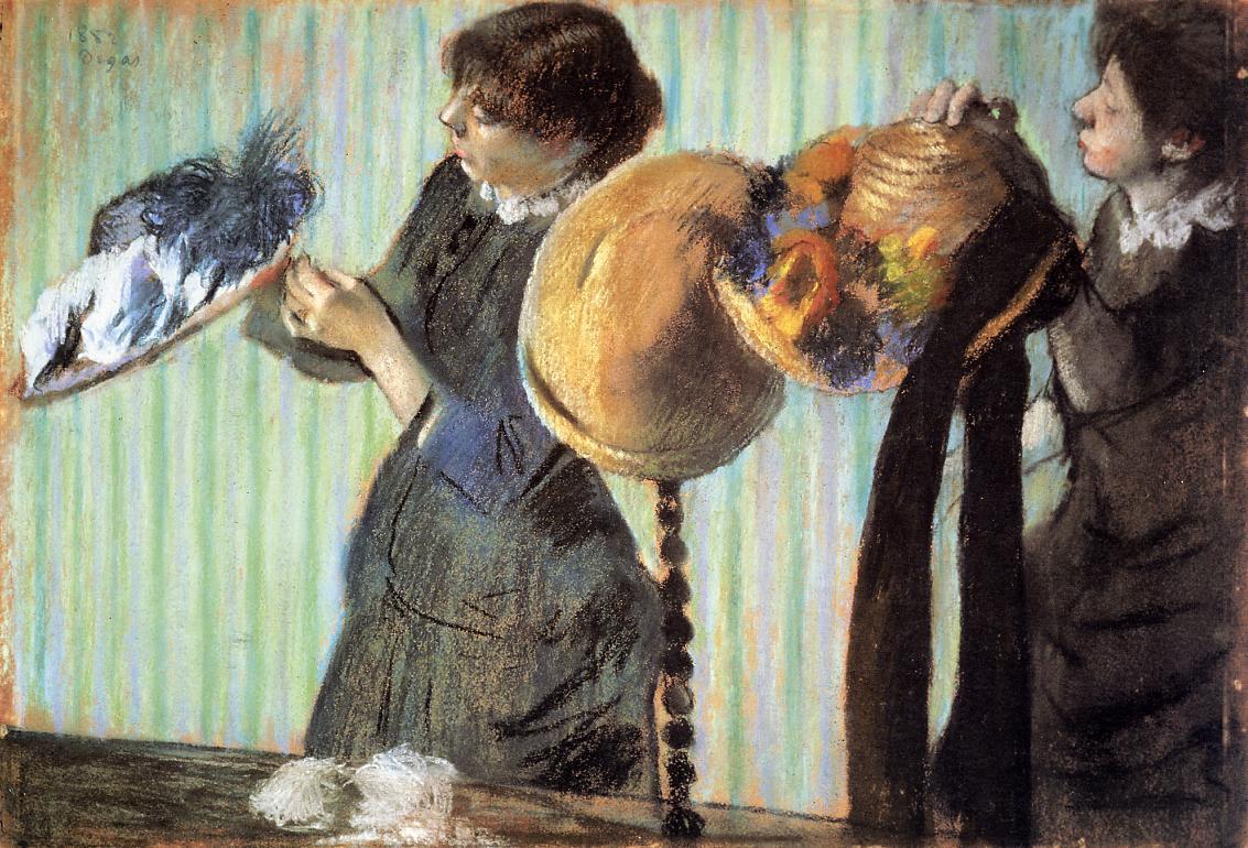 Edgar Degas is best known for his scenes with dancers, but he also made many paintings with hats. In his time, hats were statements of wealth and status, not only in Paris, but also in the U.S. where Parisian styles were often copied.
🎨 The Little Milliners, 1882
#Art #Painting