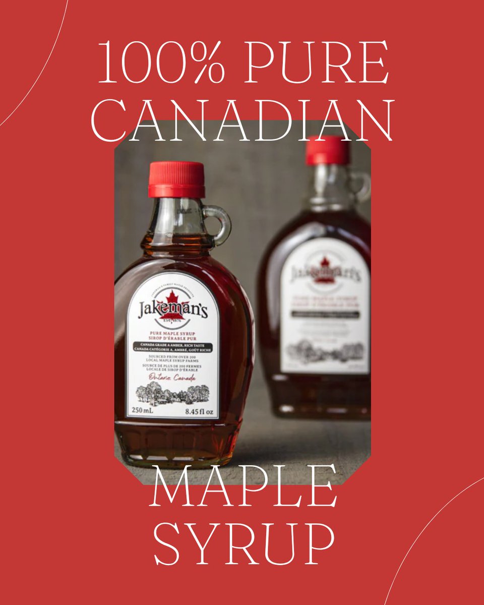 Jakeman's 100% pure Canadian maple syrup is sourced from local maple syrup farms and is brought to our facility in Beachville where it becomes the maple syrup we love.

Our maple syrup is also bottled at our facility and the labels for our glass bottles and plastic jugs of
