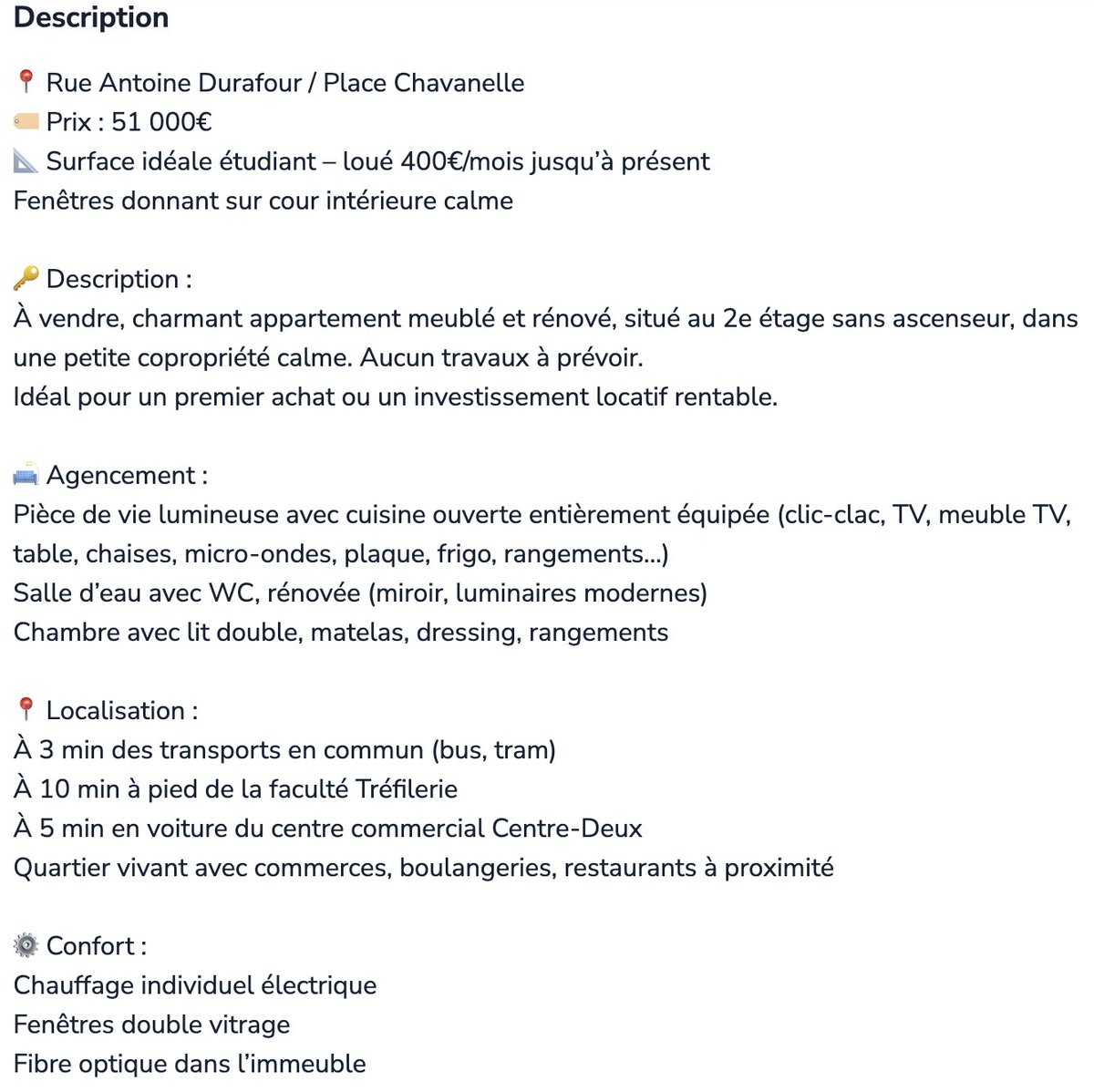 simon_immonetiz's tweet image. Tom m'a envoyé l'annonce de ce 31m2 à Saint-Etienne au prix de 51.000€.

J'analyse cette annonce comme si j'allais investir :

Rentabilité - Loyer - Impôts - Cash-flow

🤝 Est-ce une bonne affaire ?

Je te décortique tout. ⤵️