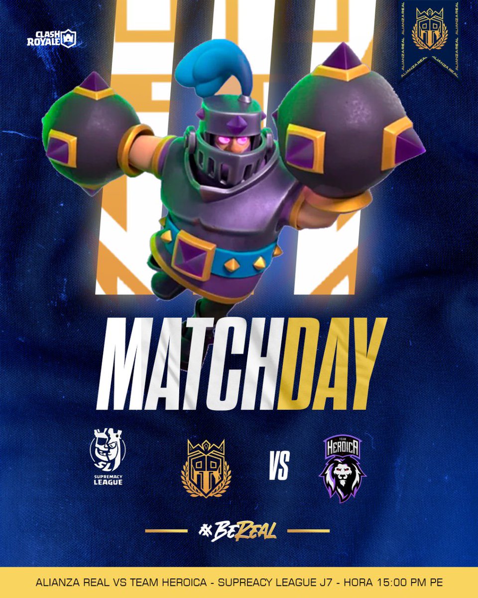 #CR • 𝑴𝘼𝑻𝘾𝑯 𝑫𝘼𝒀 🔹

Día de gran partido en las arenas supremas, estamos listos para dar lo mejor. 😼

🏆 • <a href="/CR_Supremacy/">Supremacy League</a> [J7] 
🆚 • <a href="/Heroica_Team/">Team Heroica</a>
⏰ • 15:00🇵🇪 14:00🇲🇽 
📺🇪🇸: twitch.tv/christianeln0b
🎙️🇪🇸: <a href="/ChristianElNob/">ChristianElNob</a>

#BeReal🔱