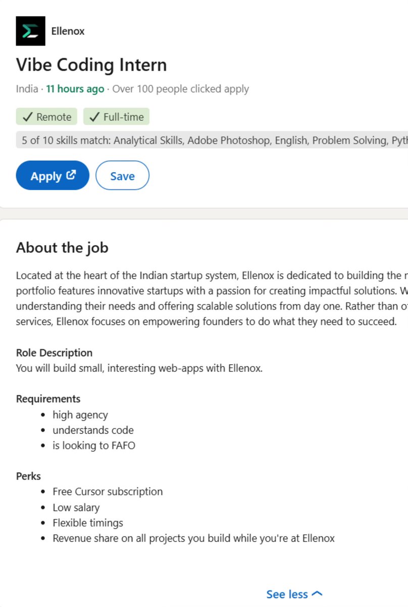 Perks: low salary 😂