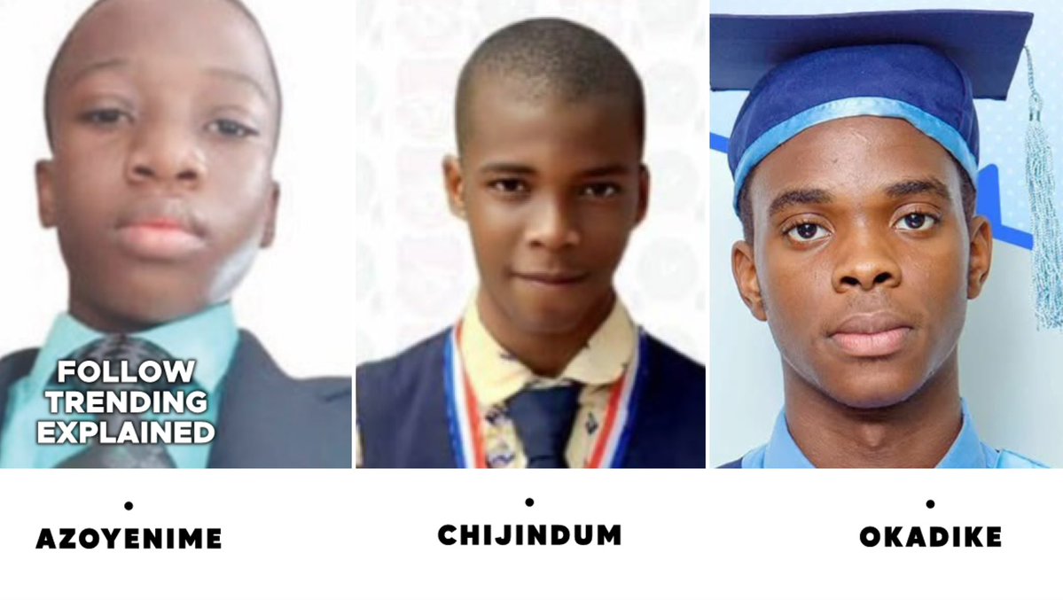 TrendingEx's tweet image. 🇳🇬 JAMB Top Three Candidates So Far..
372 — Azoyenime Samuel Chukwuemeka
371 — Emele Chijindum
370 — Ken Oyinye Okadike
Ogun State, Ogun State and Kano State, respectively.