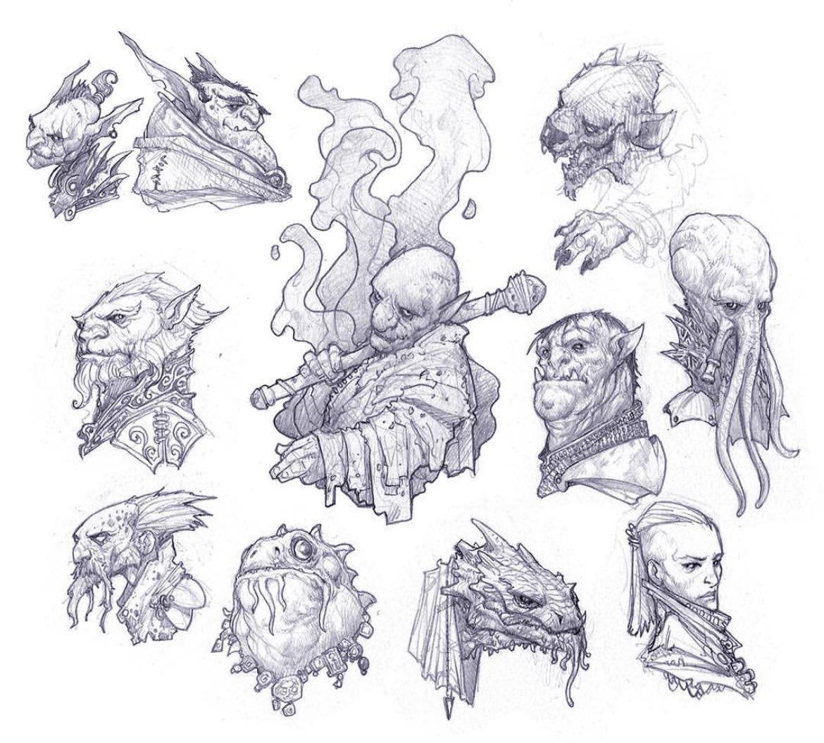 Old sketchy doodles, some Star Wars stuff, some NPC portraits, etc. :)