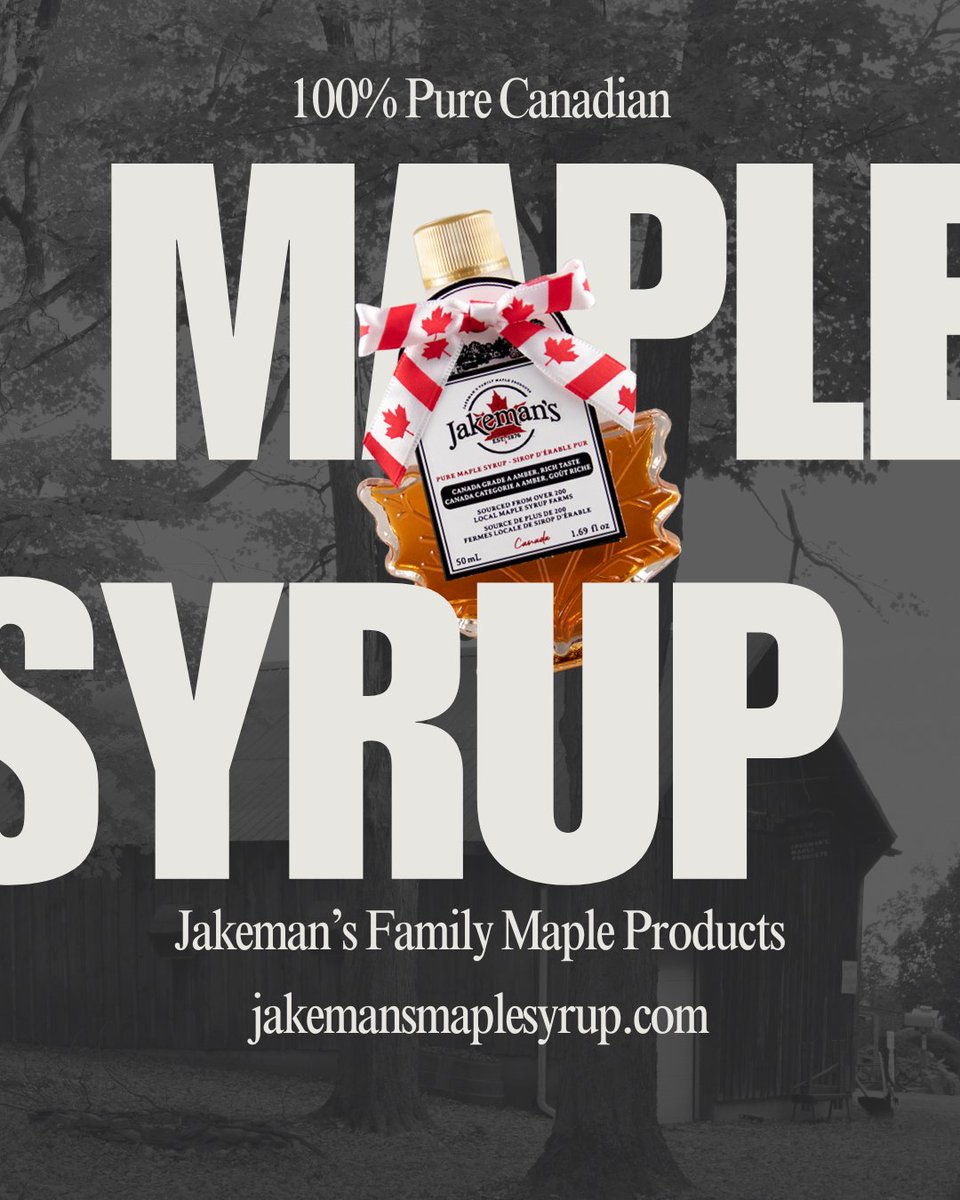 100% pure Canadian maple syrup. 🍁

That's Jakeman's Family Maple Products style.
Sourced locally, packaged locally.

You can shop our maple products anywhere, anytime at our website, jakemansmapleproducts.com

#Canadian #Canada #Ontario #OxfordCounty #Beachville #MapleSyrup #Maple