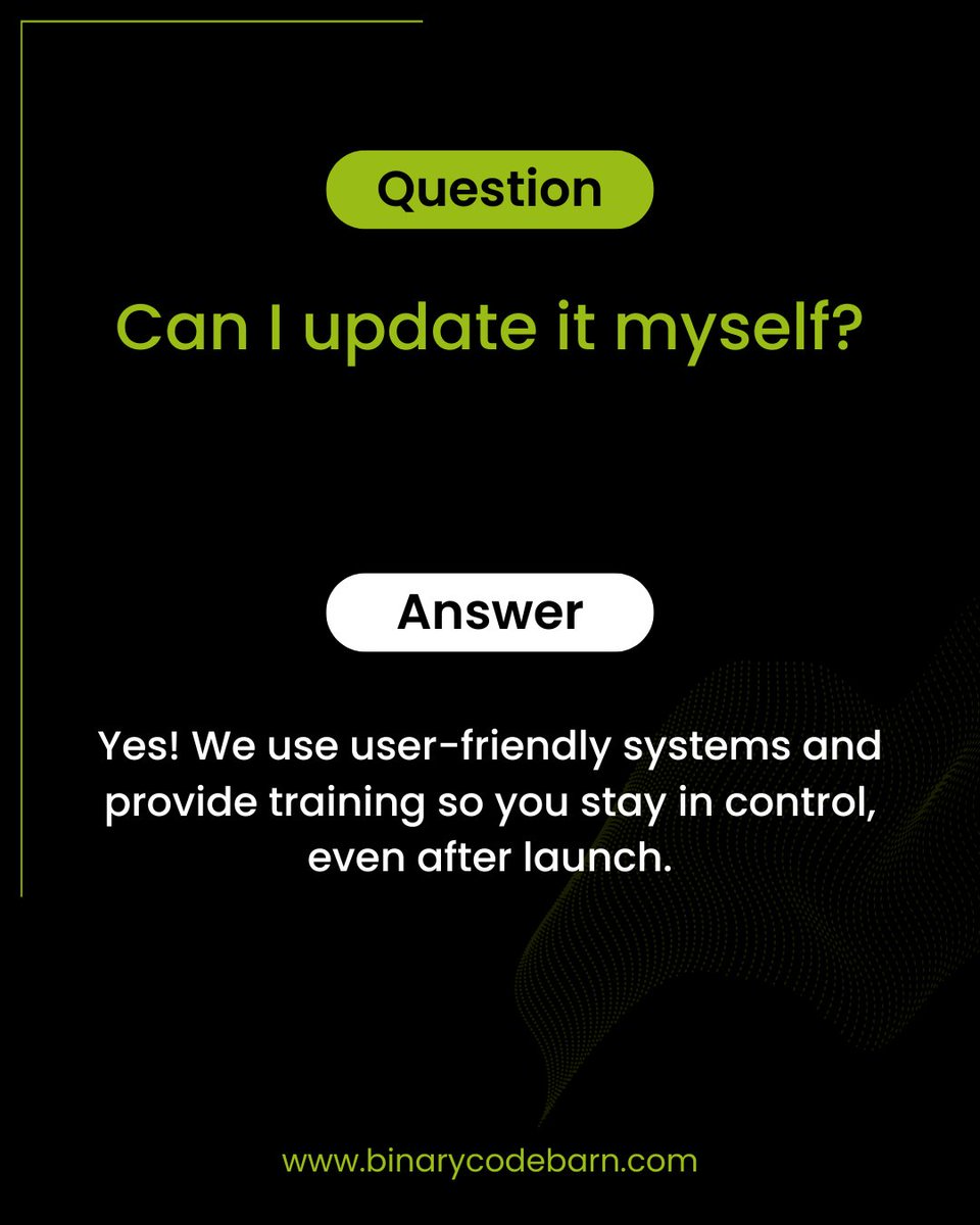 binarycodebarn's tweet image. ‘How long will it take?’ ‘How much will it cost?’ ‘Can I update it myself?’
✨ Transparency builds trust.
💬 Got a question? Drop it in the comments.
🌐 binarycodebarn.com
#WebDesign #WebDevAgency #BinaryCodeBarn #SmallBusinessWebsites #ClientQuestions #HonestAnswers