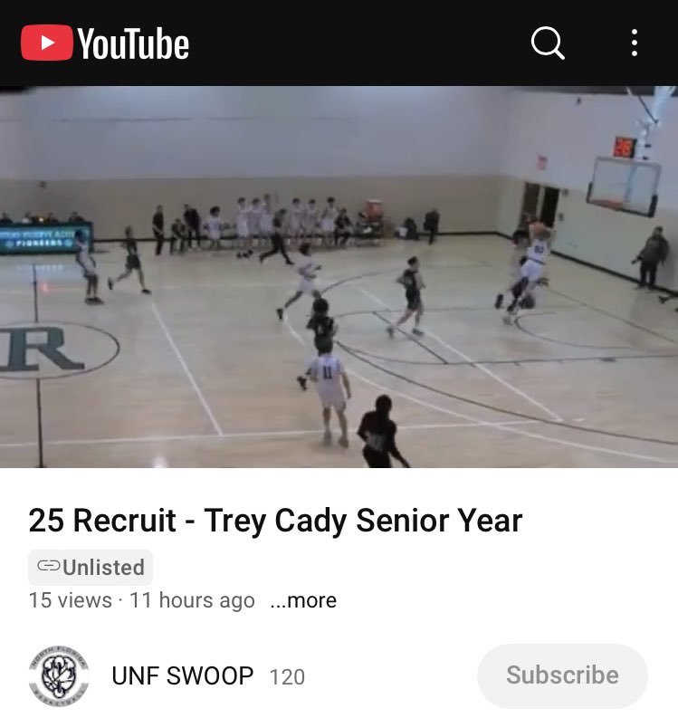 SR year 🎥 of <a href="/OspreyMBB/">UNF Men's Basketball</a> Fall signee <a href="/treycady13/">trey cady</a>. The 6'9 Forward from Western Reserve Acad in Ohio. Athletic lefty with a skill set to be effective inside and out. Averaged 10.1pts and 4.5rbs while shooting 66.7% - 2FG 38.2% - 3FG and 77.3% - FT.

m.youtube.com/watch?v=EQ8ZOp…