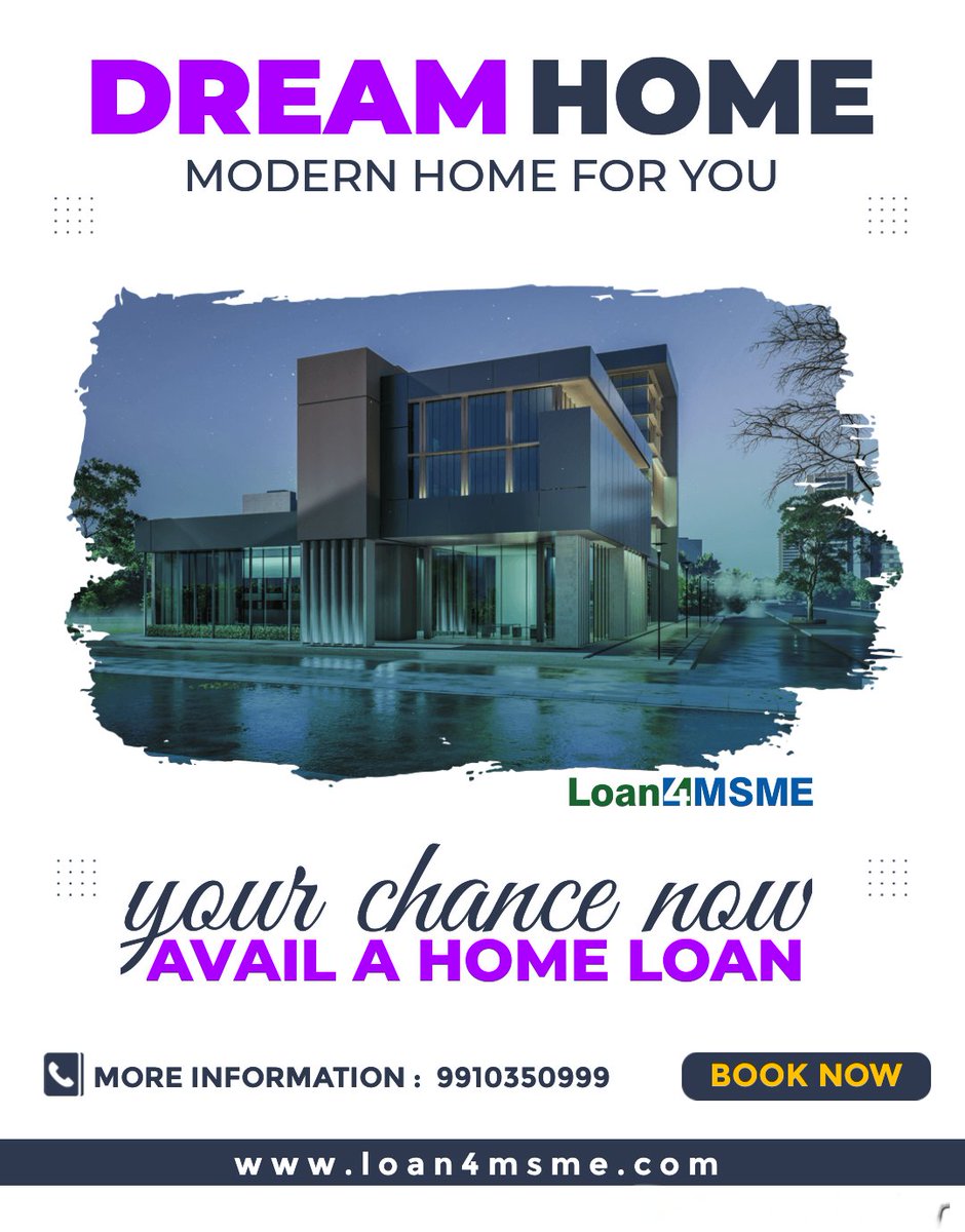 #HL #HomeLoan Interest Rate starts from 7.75% onwards for New / Balance Transfer cases. CIBIL should be clean.

Call @ 9910350999 to discuss your requirements.

loan4msme.com
#Loan4MSME