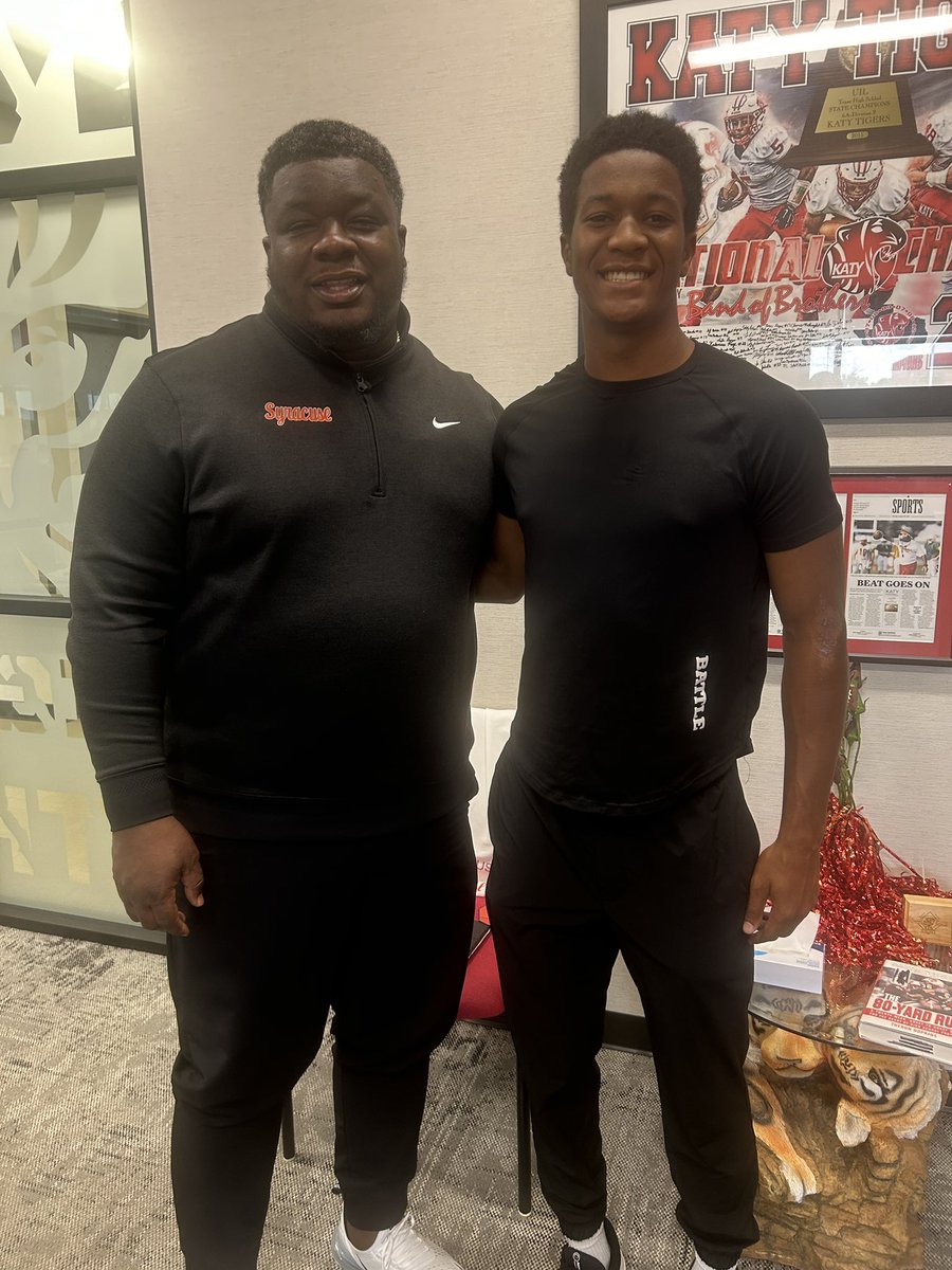 Isaiah Mcmillian (@26isaiahmcm) on Twitter photo After a great conversation w/ <a href="/Coach_E_Rob/">Coach E. Rob</a> I am blessed to receive an offer from <a href="/CuseFootball/">Syracuse Football</a>
<a href="/RecruitKatyFB/">RecruitKatyFB</a> <a href="/Katyfootball/">Katy Football</a> After a great conversation w/ <a href="/Coach_E_Rob/">Coach E. Rob</a> I am blessed to receive an offer from <a href="/CuseFootball/">Syracuse Football</a>
<a href="/RecruitKatyFB/">RecruitKatyFB</a> <a href="/Katyfootball/">Katy Football</a>