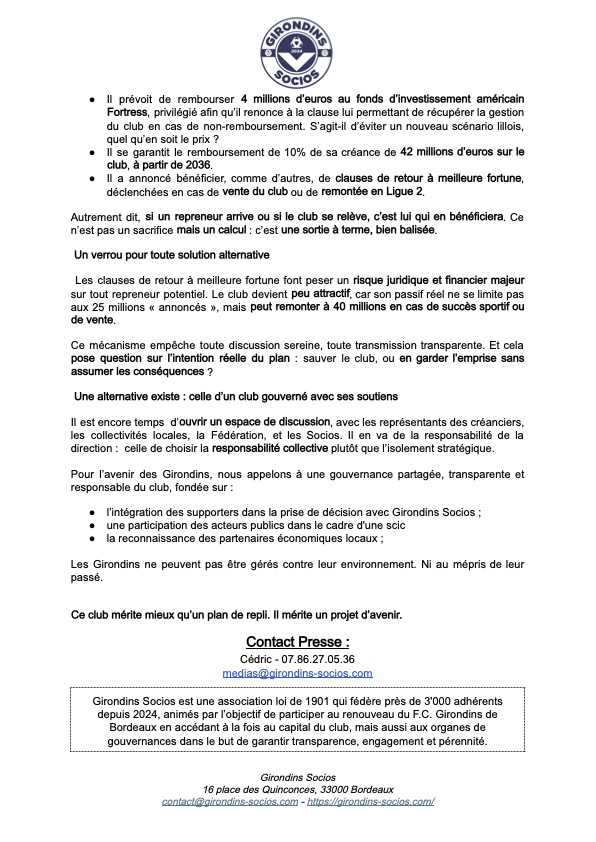GirondinSocios's tweet image. &quot;Sauver les Girondins, pas leur direction : Girondins Socios appelle au dialogue et à la responsabilité&quot;
#CPGirondinSocios #Socios #Girondins #fcgb