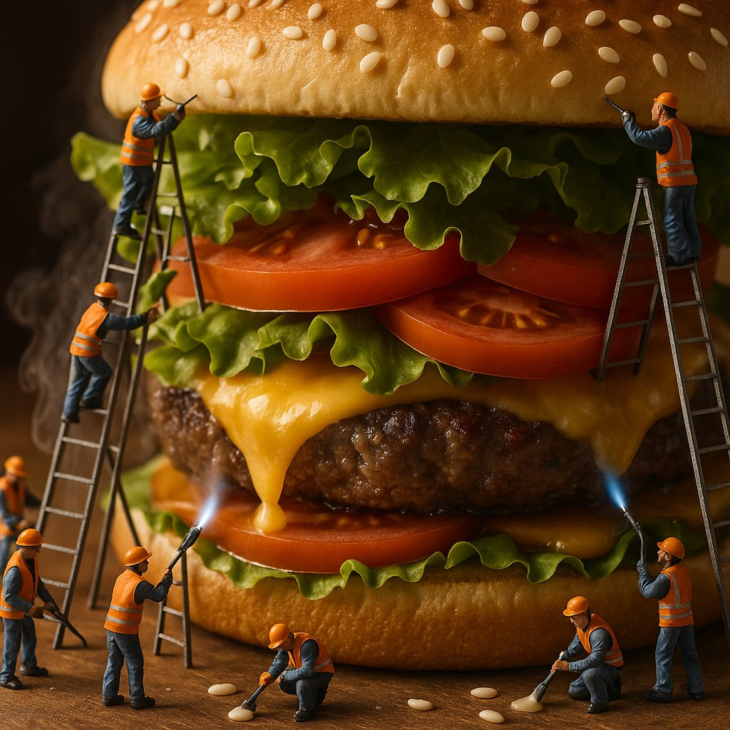 leo_shivangi's tweet image. Warning: May spontaneously develop a craving while observing my AI work. 
#MiniatureWorlds #CreativeFood 
#FoodStyling #DetailedArt #FoodieFriday #BurgerDay