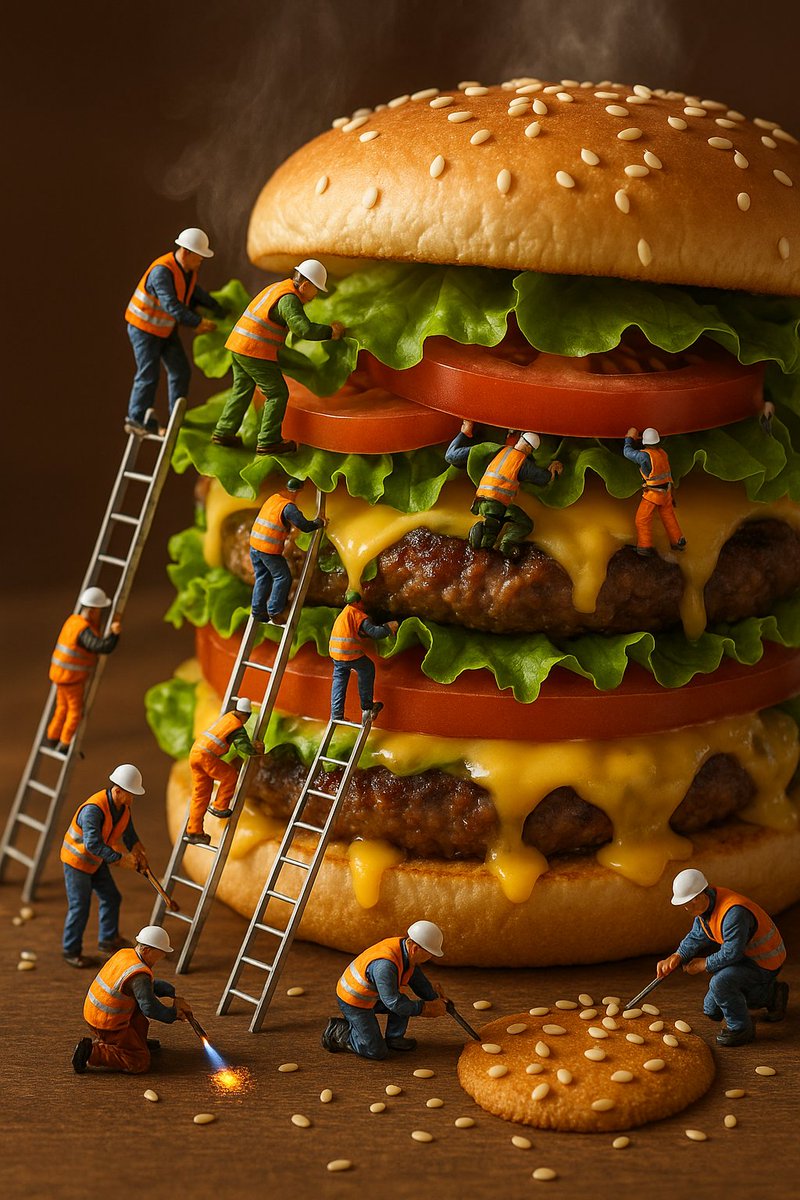 leo_shivangi's tweet image. Warning: May spontaneously develop a craving while observing my AI work. 
#MiniatureWorlds #CreativeFood 
#FoodStyling #DetailedArt #FoodieFriday #BurgerDay