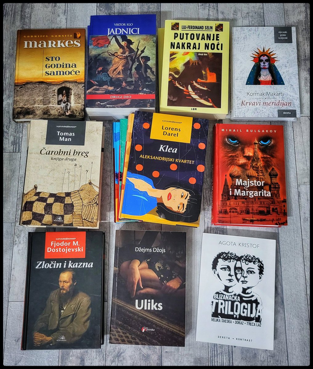 Koliko god vremena da prođe, kada se osvrnem na moju top 10 listu, većina knjiga na njoj i dalje ima zacementirano mesto.
Jedino bi ponekad umesto Zločina i kazne tu mogli da se nađu Braća Karamazovi, Uliksa bi mogli da zamene Talasi, a Blizanačku trilogiju bih stavio dva puta.😁