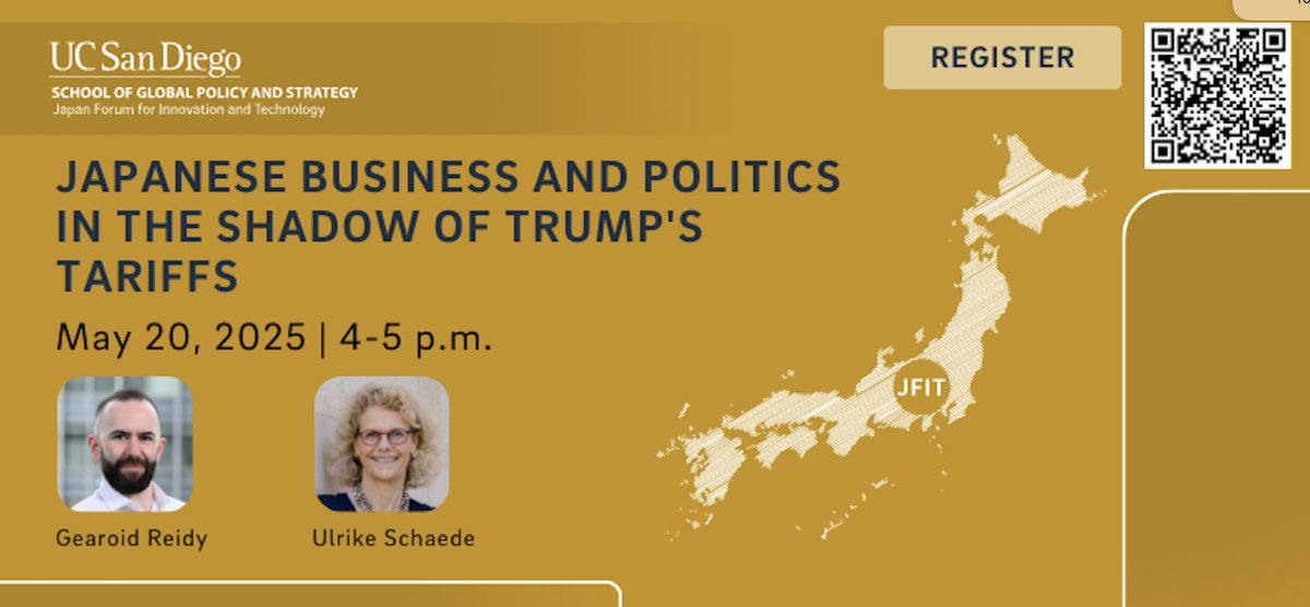 Ulrike Schaede (@ulrikeschaede) on Twitter photo Join <a href="/GearoidReidy/">Gearoid Reidy リーディー・ガロウド</a> Bloomberg Opinion Tokyo next Tuesday, May 20, 4-5pm Pacific (Wed 8-9am JST) to discuss US-Japan flashpoints, tariffs, the security alliance BOJ policies in light of this uncertainty bit.ly/4jStlJB Join <a href="/GearoidReidy/">Gearoid Reidy リーディー・ガロウド</a> Bloomberg Opinion Tokyo next Tuesday, May 20, 4-5pm Pacific (Wed 8-9am JST) to discuss US-Japan flashpoints, tariffs, the security alliance BOJ policies in light of this uncertainty bit.ly/4jStlJB