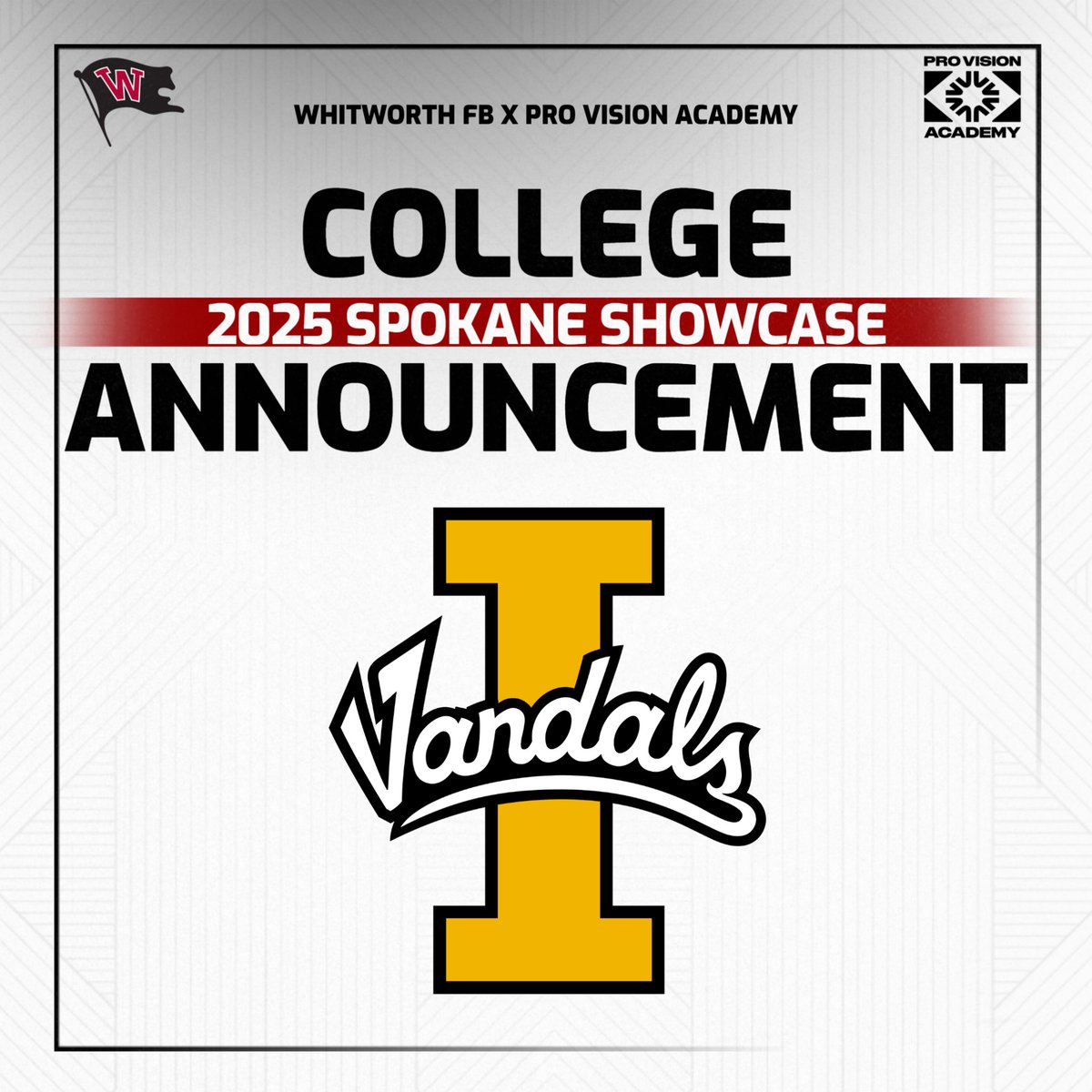 Spokane Showcase (@showcasespokane) on Twitter photo Excited to have <a href="/VandalFootball/">Idaho Football</a> be in attendance! They have done a great job recruiting this area and we appreciate their support of the Spokane Showcase over the years!
whitworthfootball.totalcamps.com/shop/EVENT
<a href="/WhitworthFB/">Whitworth FB</a> <a href="/Pro_Vision_Acad/">ProVisionAcademy</a>
#SpokaneShowcase #CoachedCompeteEvaluated Excited to have <a href="/VandalFootball/">Idaho Football</a> be in attendance! They have done a great job recruiting this area and we appreciate their support of the Spokane Showcase over the years!
whitworthfootball.totalcamps.com/shop/EVENT
<a href="/WhitworthFB/">Whitworth FB</a> <a href="/Pro_Vision_Acad/">ProVisionAcademy</a>
#SpokaneShowcase #CoachedCompeteEvaluated