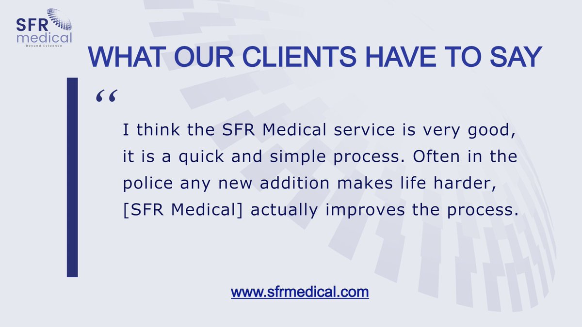 Thank you for taking the time to share your experience with us! We're so pleased to hear that you found the process both quick and straightforward. 

For support with medical evidence, contact us at expert.witness@sfrmedical.com or visit sfrmedical.com

#SFRMedical #SFR