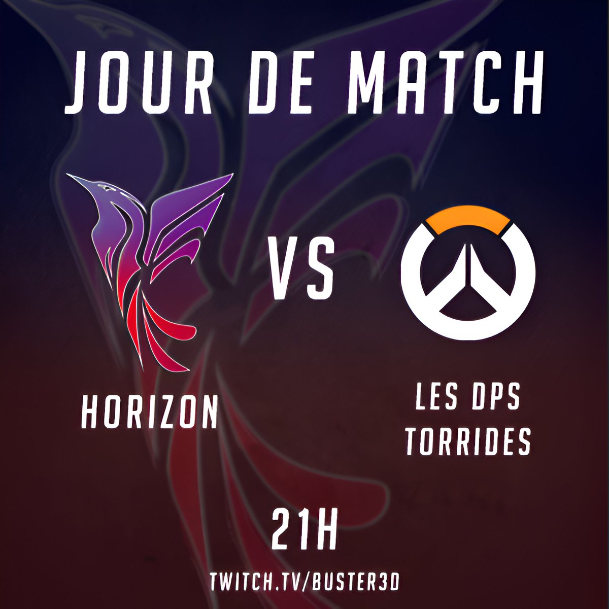 Jour de match ⚡️

Vs les DPS torrides à 21h

On va tout donner pour aller chercher ses play-offs 💪

Venez nous encourager dès 21H sur la chaîne de <a href="/buster_0w/">Félix ''Buster''</a> !!

➡️ twitch.tv/buster3d
