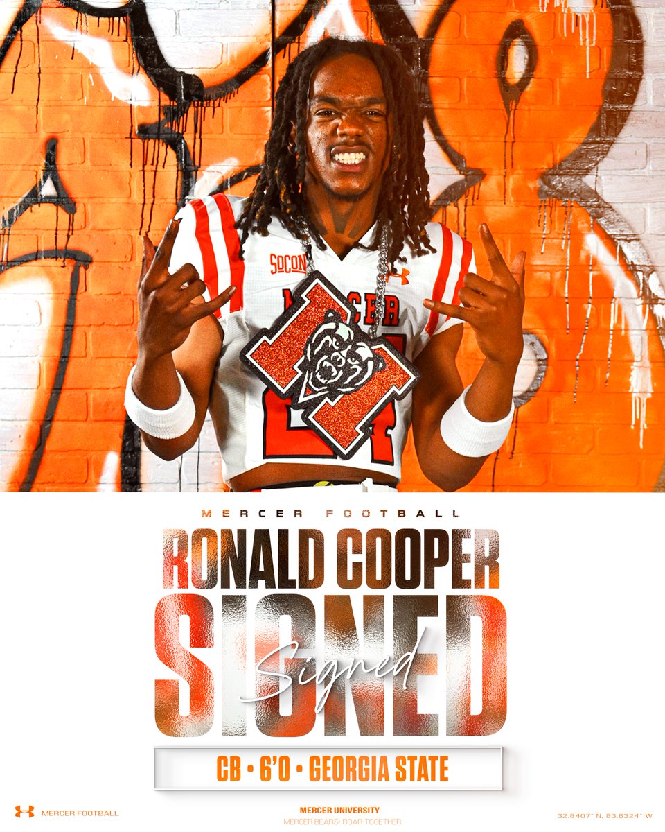 Mercer Football (@mercerfootball) on Twitter photo Pen to paper ๐
<a href="/savannahmade/">Ronald "lil buck" Cooper</a>
CB | 6'0 | 172
Georgia State
Savannah, GA
#RoarTogether Pen to paper ๐
<a href="/savannahmade/">Ronald "lil buck" Cooper</a>
CB | 6'0 | 172
Georgia State
Savannah, GA
#RoarTogether