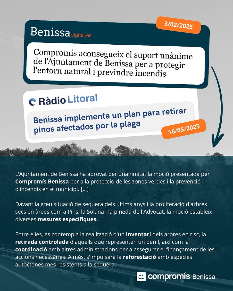 CompromBenissa's tweet image. Des de @CompromBenissa treballem cada dia amb propostes útils i concretes per millorar Benissa 🏡

🙌🏼 Creiem en una política basada en les necessitats reals de la ciutadania. 

Des de l’oposició, actuem amb responsabilitat i compromís pel bé comú ✊🏼