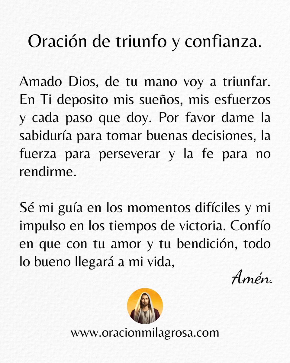 oracion_milagro's tweet photo. 🙏 Oración de triunfo y confianza. https://t.co/gQKbTjh3jQ