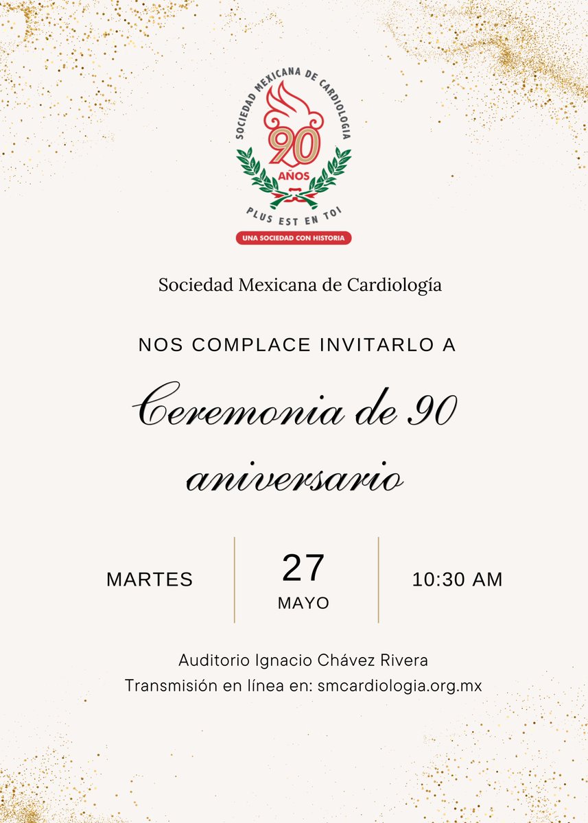 Recuerda que este 27 de mayo celebramos los 90 años de la Sociedad Mexicana de Cardiología. El evento será presencial y virtual a través de smcardiologia.org.mx Te esperamos.

Programa:
heyzine.com/flip-book/fd7d…