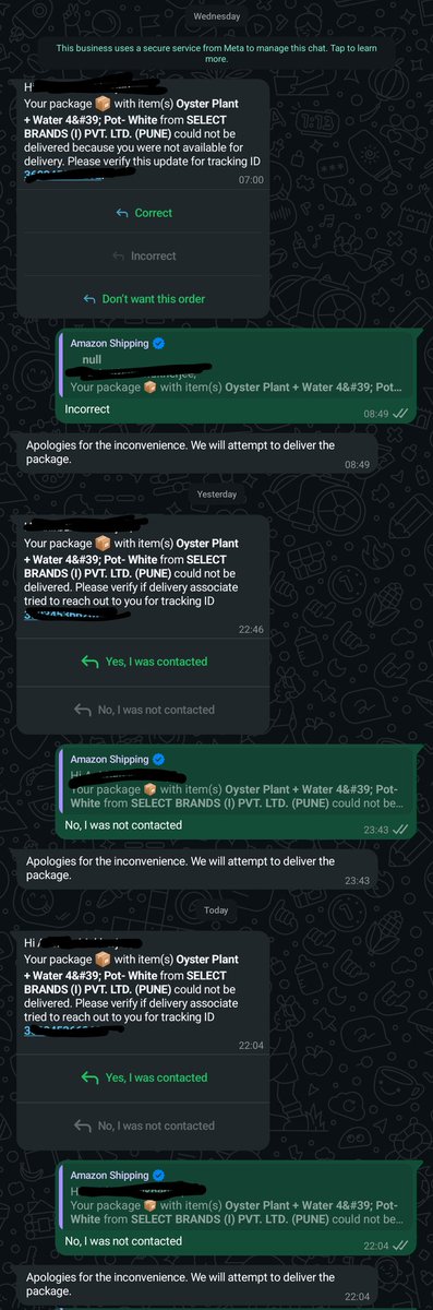 onirocks's tweet photo. @amazonIN 
When will Amazon wake up? Flipkart these days is better in delivery. 
Amazon's delivery executives are updating fake updates after giving missed calls and when we call them up then keep on disconnecting. Wow Amazon!!!!
This is how an Amazon prime customer is treated! https://t.co/qQQmSLUQcI