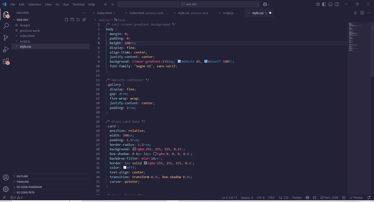 codewithafroj's tweet image. #30NitesOfCode Day 20:
I created a card gallery using html, css and js. As beginner I only put three cards and mine personal fav is Nature&apos;s calm because I like oceans more , And it&apos;s interactive when you try to click on it . It would pop up.
.
.
Happy Coding !!🍀