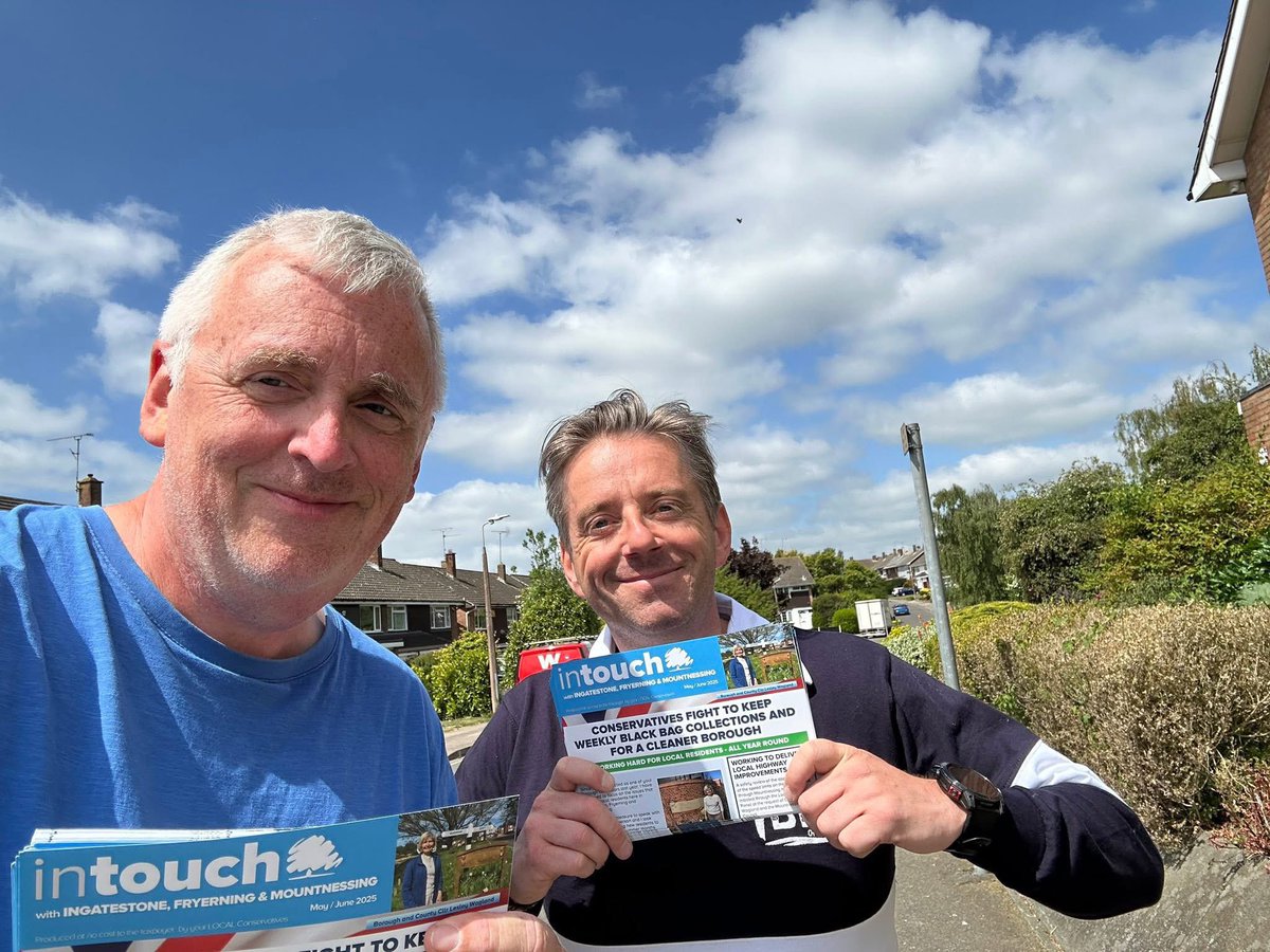 BwdOngarTories's tweet photo. Some of our campaign team were out across Ingatestone, Fryerning and Mountnessing earlier today led by Borough and County Cllr @LesleyWagland delivering our InTouch newsletter to local residents. #Conservatives #Ingatestone #Mountnessing #Fryerning https://t.co/SNdWnRR6fQ