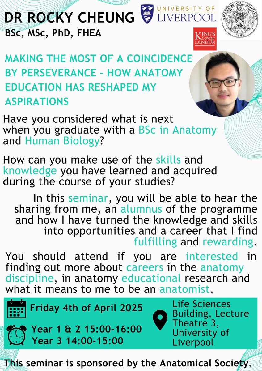 Anatomical Society (@anat_soc) on Twitter photo Did you know that we award up to £300 for our members to host departmental seminars?
Recently we supported <a href="/ArtedelCuerpoH1/">Elena Patera</a>, University of Liverpool to host a seminar (see flyer below for details). For the full report and info on applying see anatsoc.org.uk/funding-and-aw… Did you know that we award up to £300 for our members to host departmental seminars?
Recently we supported <a href="/ArtedelCuerpoH1/">Elena Patera</a>, University of Liverpool to host a seminar (see flyer below for details). For the full report and info on applying see anatsoc.org.uk/funding-and-aw…