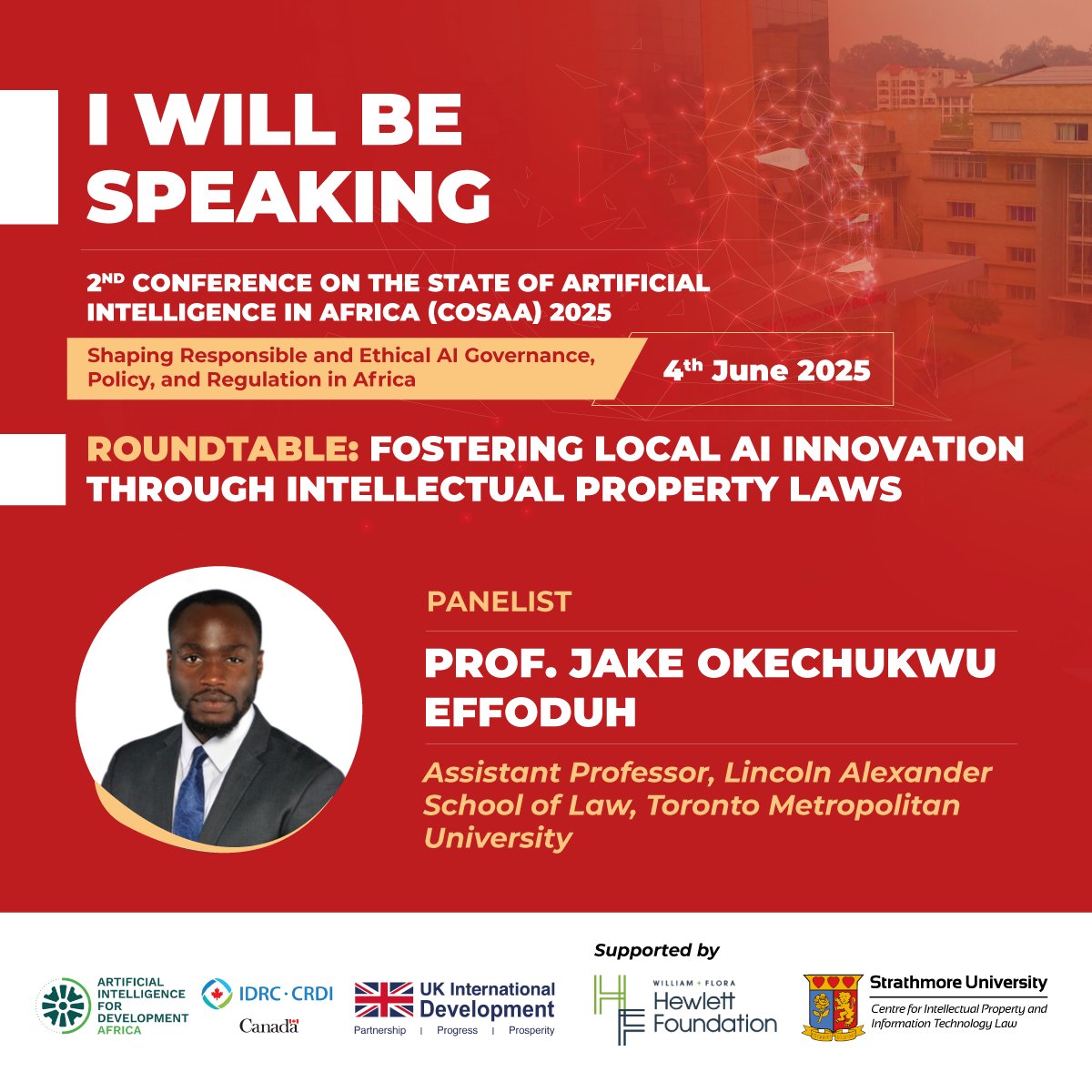 effodu's tweet photo. I look forward to speaking at #COSAA2025, the 2nd Conference on the State of Artificial Intelligence in Africa, happening on 3rd–4th June 2025 hosted by @StrathCIPIT 

I will be speaking on "Fostering Local AI Innovation through IP Laws" #COSAA2025 #AIinAfrica #LetstalkAI https://t.co/qTVeWuMzTa