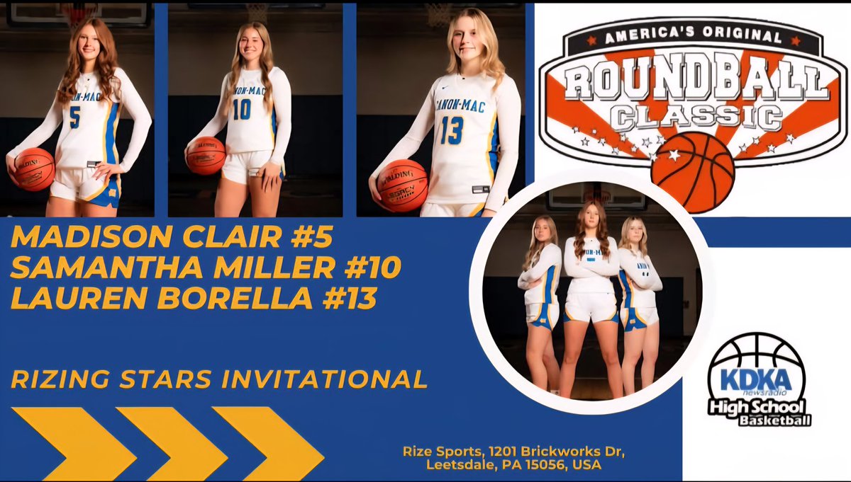 LadyMacHoops (@cmgirlshoops) on Twitter photo Congratulations to our 3 Varsity players selected to participate in the Rizing Stars Invitational Roundball Classic.
ποΈ Tuesday, May 20th 8:00 PM <a href="/samamiller42/">Sam Miller</a>
ποΈ Thursday, May 22nd 6:00 PM <a href="/BorellaLauren/">Lauren Borella</a> and <a href="/madisonclairr/">Madison Clair</a> Congratulations to our 3 Varsity players selected to participate in the Rizing Stars Invitational Roundball Classic.
ποΈ Tuesday, May 20th 8:00 PM <a href="/samamiller42/">Sam Miller</a>
ποΈ Thursday, May 22nd 6:00 PM <a href="/BorellaLauren/">Lauren Borella</a> and <a href="/madisonclairr/">Madison Clair</a>