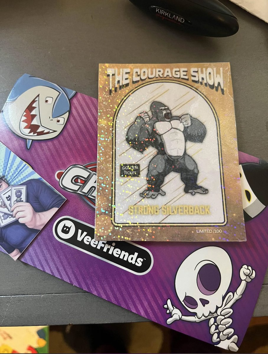 We have our first Golden Ticket sighting!!

Only 3 can be found out of the 92 packages shipped out after last weekends show. 

And now they have a free <a href="/veefriends/">VeeFriends</a> <a href="/Topps/">Topps</a> chrome blaster box headed their way! 

Always a fun time on <a href="/thecourageshow/">The Courage Show</a> so bookmark tomorrows show at 8pm