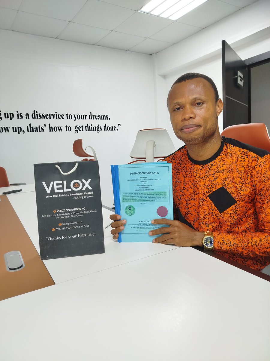 DrHope_John's tweet photo. Congratulations, dear client!!

Your documents are ready for delivery 🚚 

Thanks for doing business with us, twas amazing walking you through your first property purchase journey in Port Harcourt, next is Akwa Ibom state.. https://t.co/5mz9ulfLli