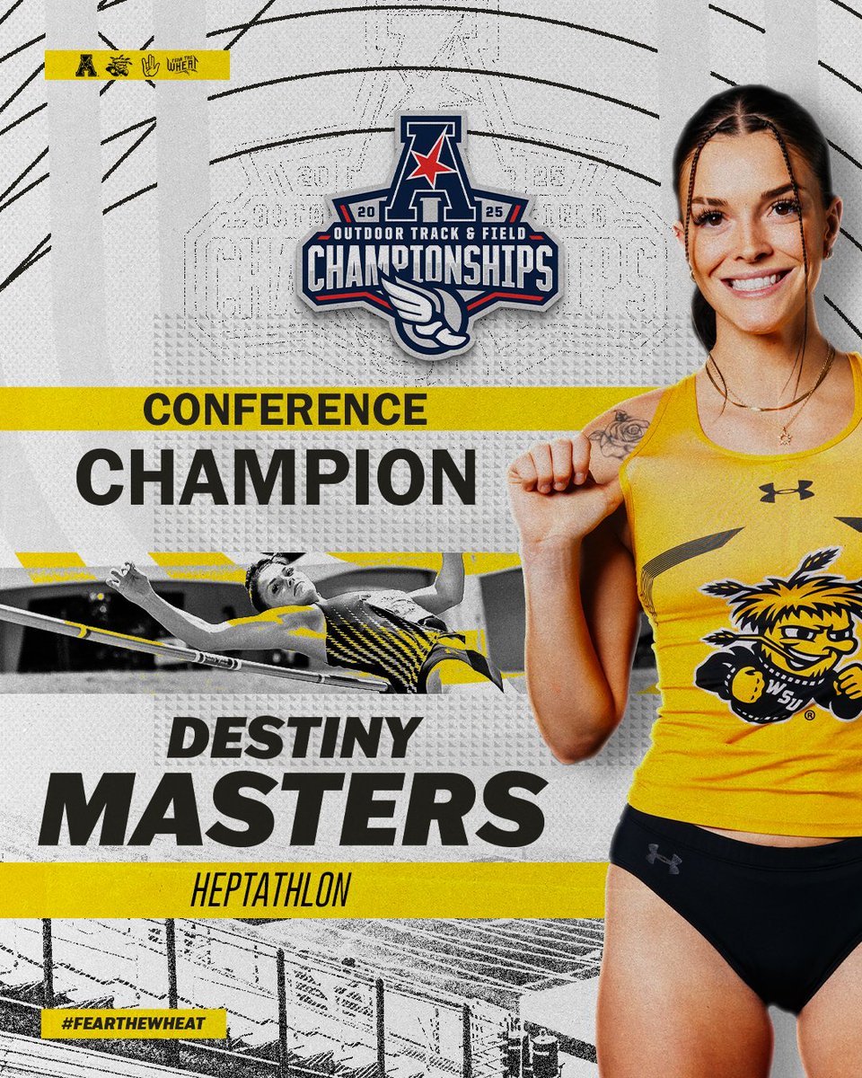 GoShockersTFXC's tweet photo. THE CHAMP 🏆 

Destiny Masters wins her second AAC heptathlon to become a 4x conference champion! https://t.co/5KU8Fpyzbk