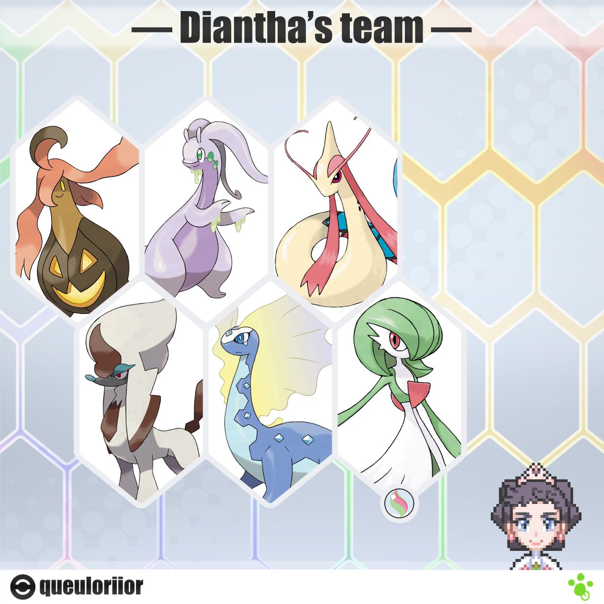 ╰┈➤ Diantha, the Champion of the Kalos Pokémon League
    – “The uncontested super star!”

#Pokémon #PokémonLegendsZA