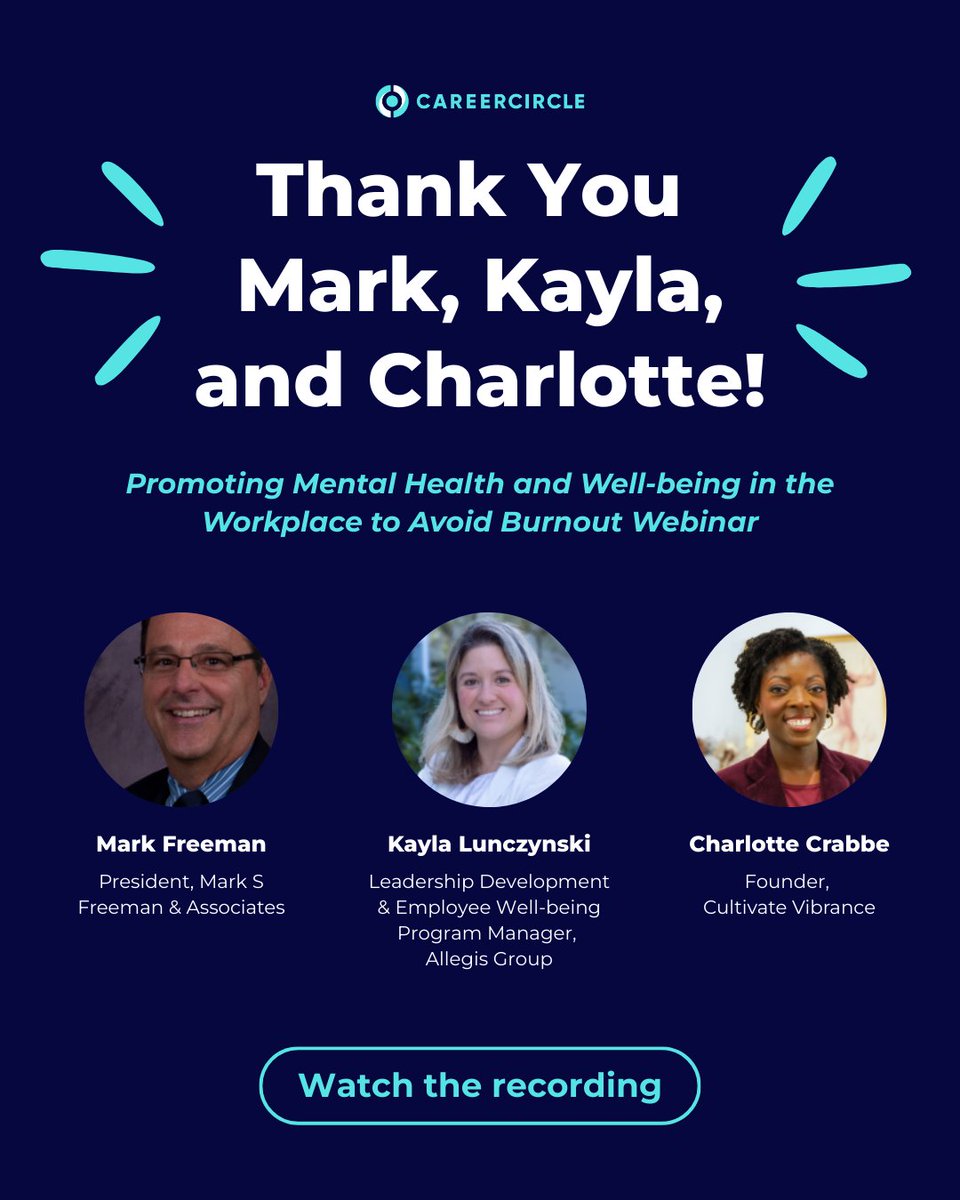 We want to give a huge thank you to our panelists for speaking at yesterday’s Promoting Mental Health in the Workplace webinar! 👏

Missed the event? Watch the recording here: hubs.la/Q03mZcsM0