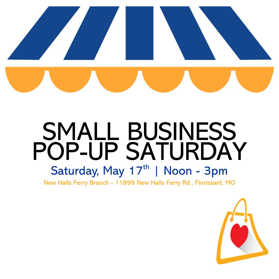 NeighborsCU's tweet image. 🎉 May 17 | 12–3PM | 11899 New Halls Ferry Rd.

Local vendors, food trucks, music, and a $100 gift card to Hendel's Restaurant up for grabs 🎁

#STLPopUp #NeighborsCU #ShopLocal #STLEvents