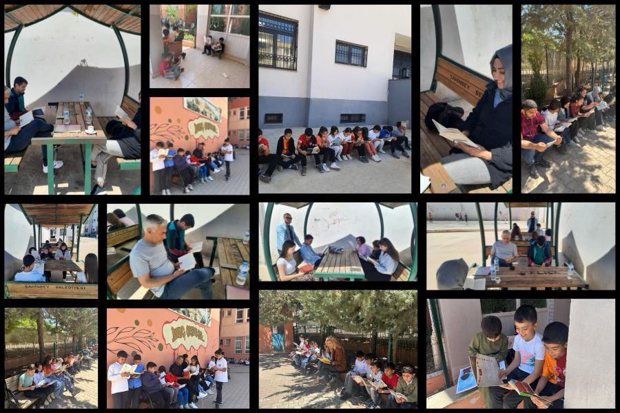 sahinbeymem's tweet photo. 📚✨ 📍 Gaziantep İl Millî Eğitim Müdürlüğümüz tarafından yürütülen #OkuryazarGaziantep Projesi kapsamında, bugün saat 11.20’de öğretmen, öğrenci ve velilerimizle ilçe geneli tüm okullarımızda kitaplarla dolu anlamlı bir etkinlikte buluşarak okul bahçesinde kitap okuduk!💐✅💫 https://t.co/JNWmPSgGqJ