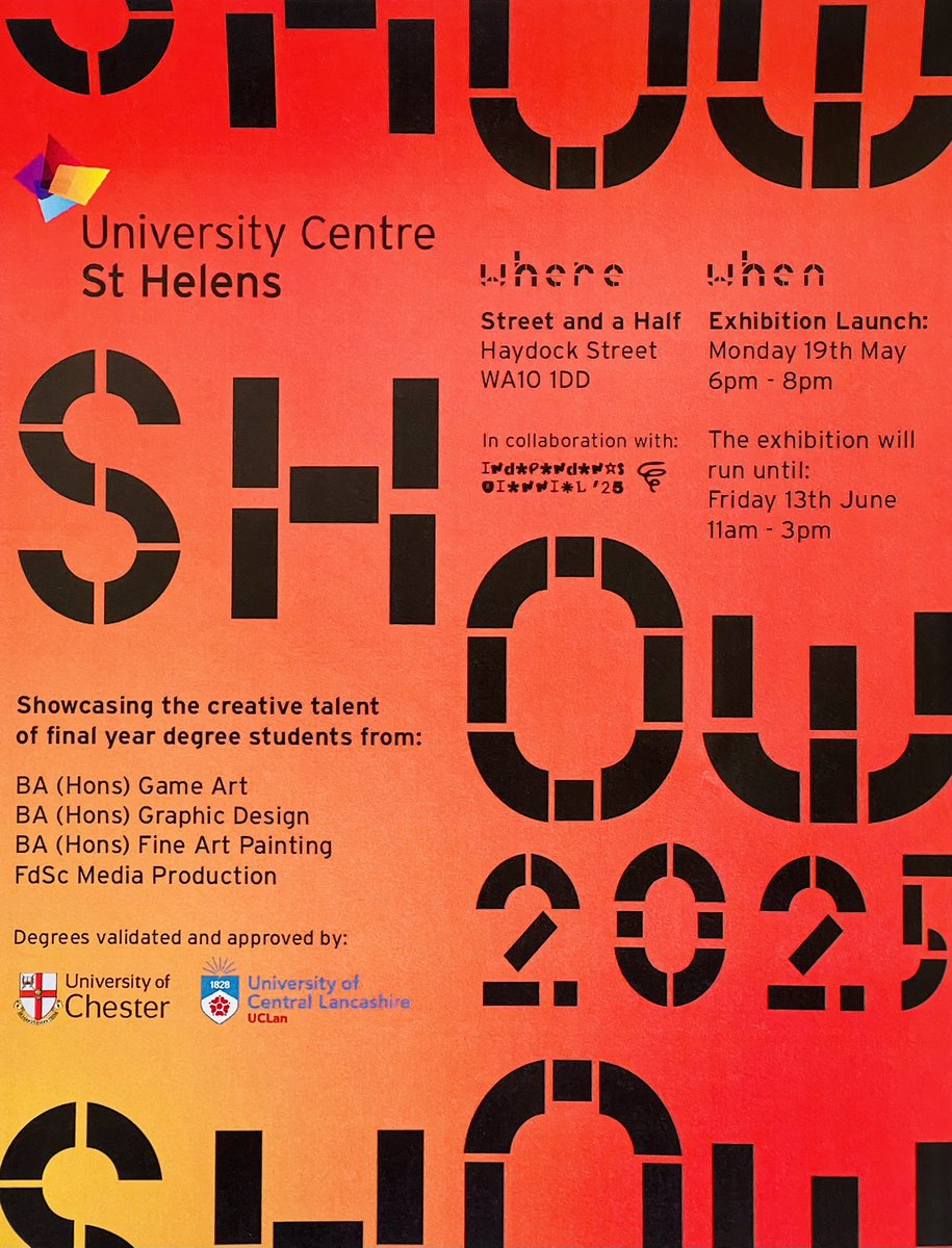End of Year Show St Helens College, Monday 19th May 6pm - 8pm.