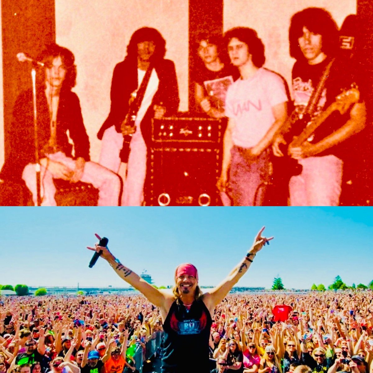 bretmichaels's tweet image. On #Flashback &amp;amp; #Flashforward #Friday, from the early 80s rocking the basement with the band ➡️ to the 2000s rocking Indy 500 Carb Day with the fans 🎸 Can’t wait to see you all at @IMS next Friday 5/23 - stand strong,  rock on and remain unbroken, my friends!
