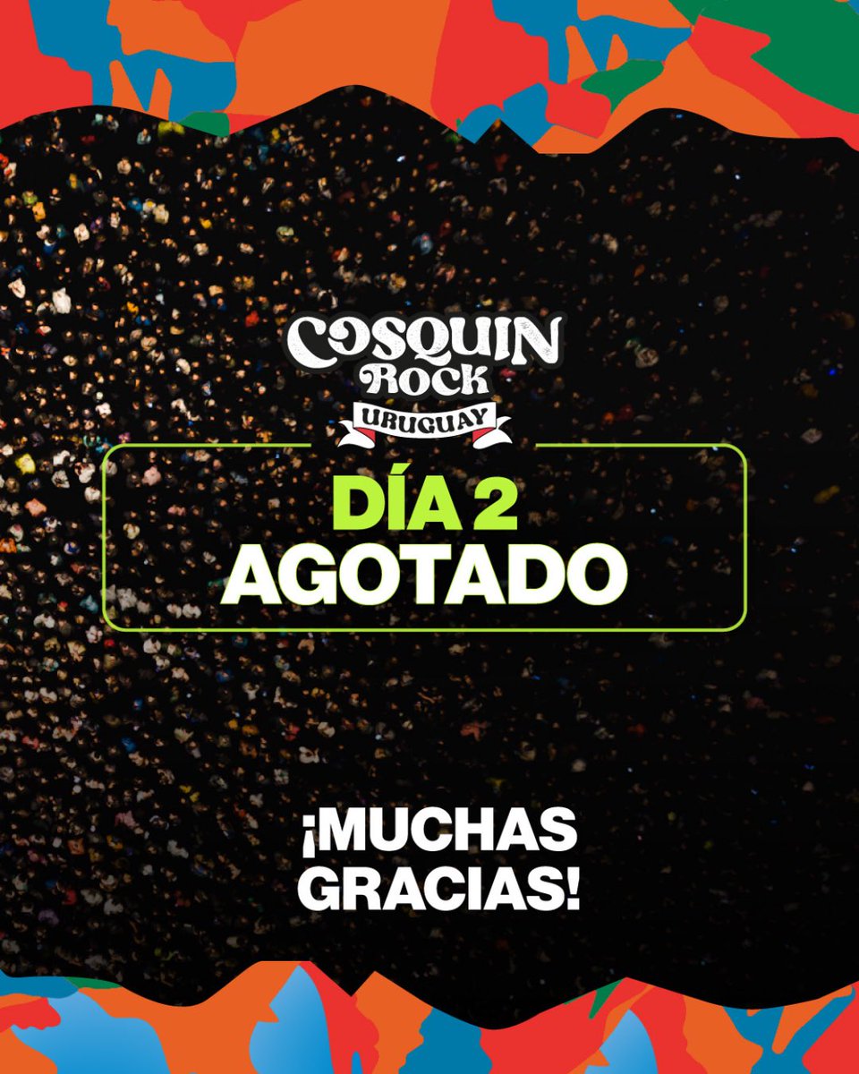 Cosquín Rock Uruguay (@cosquinrockuy) on Twitter photo SÁBADO 24 AGOTADO 🤯 🤟🏻 Quedan los últimos abonos y entradas del 23/05! no te quedes fuera de #CRUY25
📍 23 y 24 de Mayo en la Rural del Prado
🎫 ÚLTIMAS ENTRADAS por <a href="/RedTicketsUY/">RedTickets Uruguay</a> 10% de descuento para clientes <a href="/BROU_uy/">Banco República</a> con tarjetas seleccionadas SÁBADO 24 AGOTADO 🤯 🤟🏻 Quedan los últimos abonos y entradas del 23/05! no te quedes fuera de #CRUY25
📍 23 y 24 de Mayo en la Rural del Prado
🎫 ÚLTIMAS ENTRADAS por <a href="/RedTicketsUY/">RedTickets Uruguay</a> 10% de descuento para clientes <a href="/BROU_uy/">Banco República</a> con tarjetas seleccionadas