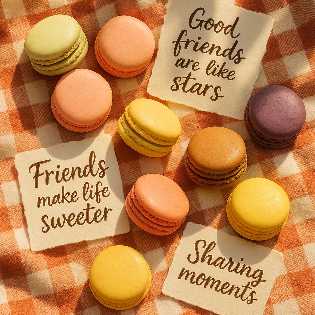 dallasmacarons's tweet photo. Remember those sweet moments with friends? 💖 "Good friends are like stars, you don't always see them, but you know they're always there." Let’s savor those memories, one decadent macaron at a time! 🌟 #MacaronMoments #Friendship #GoodVibes https://t.co/hdqD5BVfqo