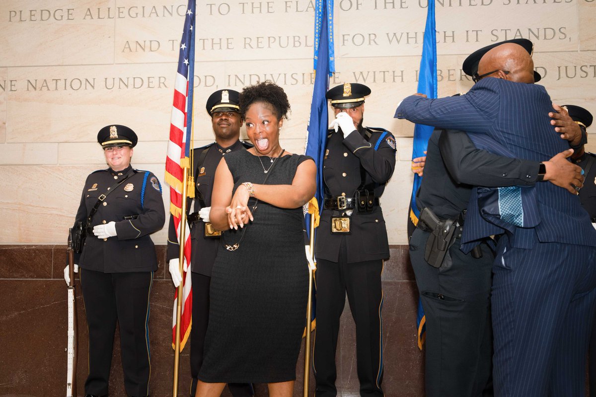 CapitolPolice's tweet image. She said YES! Congratulations to one of our recruits who proposed to his girlfriend, after the new officer was sworn into the United States Capitol Police family. What a day! 💍