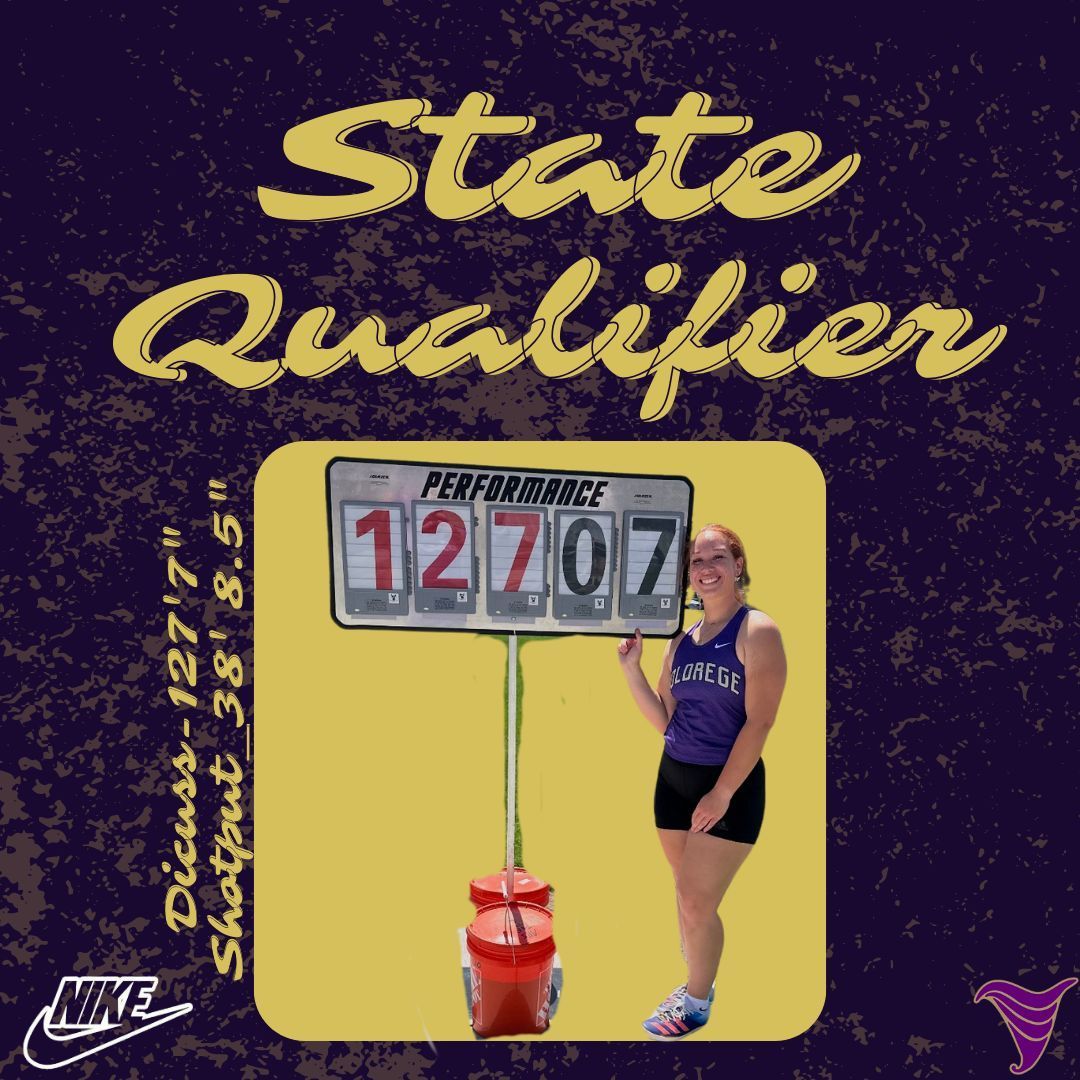 Senior Gabby Rooks has been to Burke Stadium a time or two and she returns for her senior season! She qualified with the fifth best throw in the discuss at 127'07" and will also compete in the shot put! Good luck Gabby!