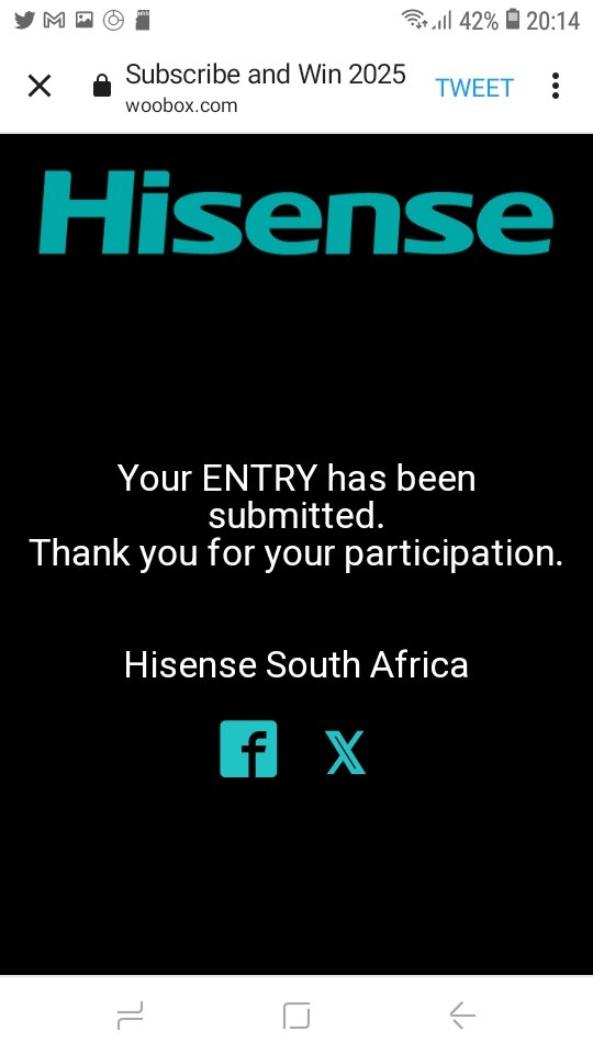 bonganilave's tweet photo. @HisenseSA ENTERED https://t.co/NjKme3c9gG