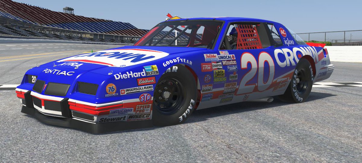 Paint of the Week time! We're going back to the '80s with this Crown Oil Pontiac by Mark Brower. Race it here: tradingpaints.com/showroom/view/… #tppotw