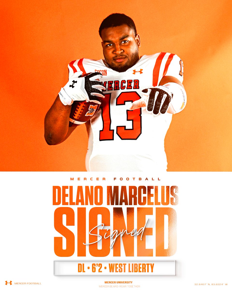 Mercer Football (@mercerfootball) on Twitter photo Delano is a BEAR ๐ฅ
<a href="/DelanoMarcelus/">Delano Marcelus</a>
DL | 6'2 | 271
West Liberty
Colts Neck, N.J.
#RoarTogether Delano is a BEAR ๐ฅ
<a href="/DelanoMarcelus/">Delano Marcelus</a>
DL | 6'2 | 271
West Liberty
Colts Neck, N.J.
#RoarTogether